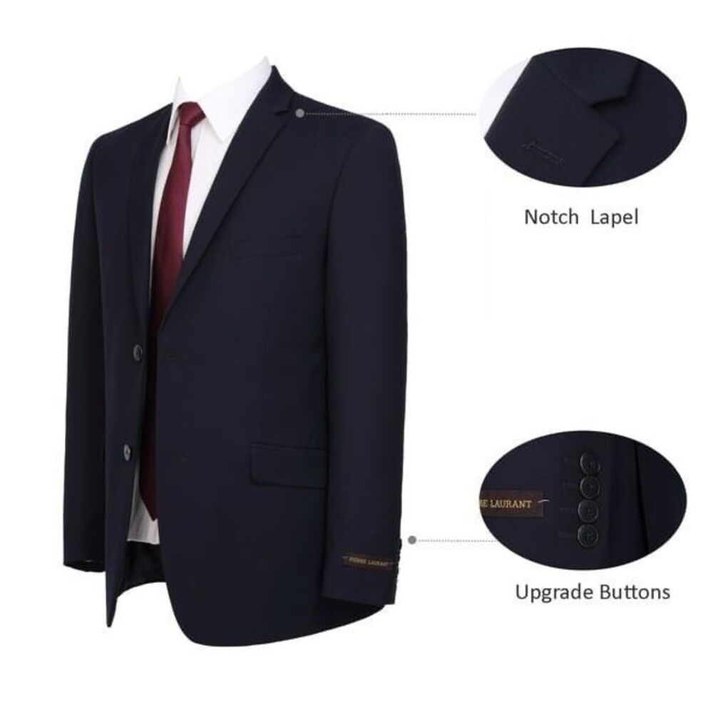 Pierre Loren Blazer Classic Fit Sport Coat Suit Jacket 42L 36W navy